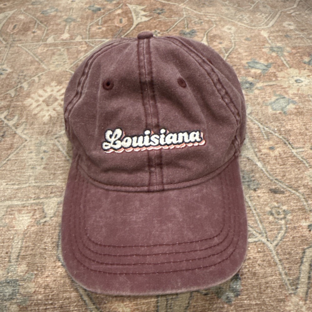 Vintage Style Louisiana Home State Purple Strapback Baseball Hat Cap NEW